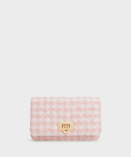 Cressida Tweed Push-Lock Clutch - Pink