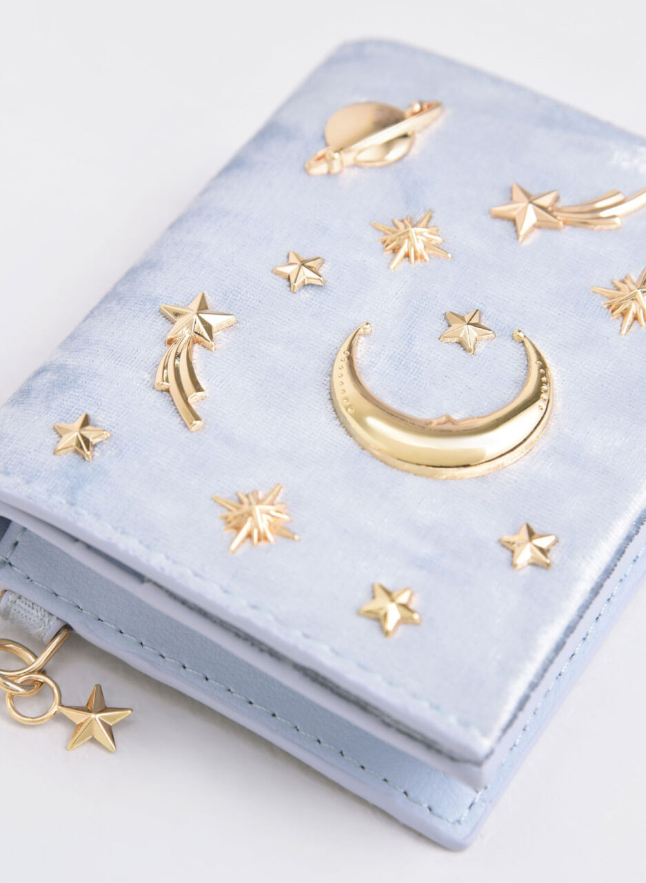 Velvet Embellished Card Holder - Light Blue - 图片 3